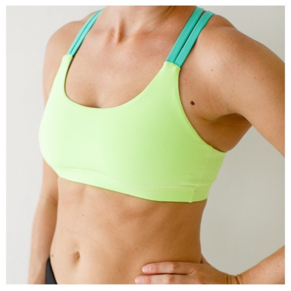RARE! โจ BORN PRIMITIVE - Fearless Strappy Back Neon Sports Bra in Envy - M - Picture 3 of 11